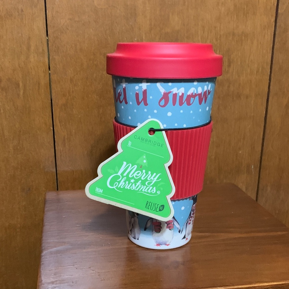 Cambridge~Let It Snow ❄️ Penguin 🐧 Travel Mug with Red Lid ~ 20 oz 🆕